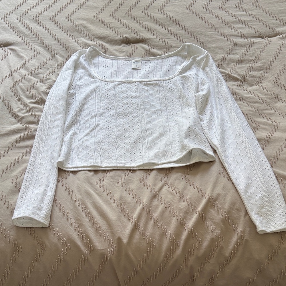 Hollister white pointelle long sleeve shirt